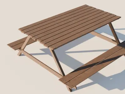 Picnic Bench  Low-poly 3D model
