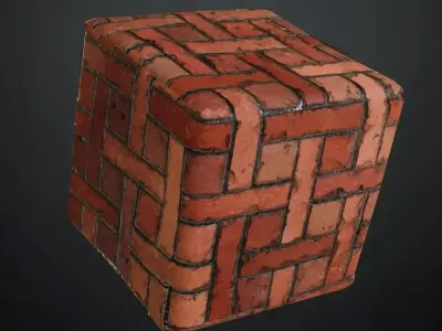 Basketweave Red Clay Brick Paving PBR Seamless Texture