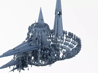 Alien planet mining station base 7 3D model