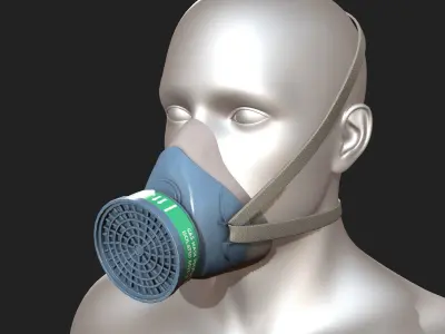 Gas mask protection isolated plastic scifi fantasy  Low-poly 3D model