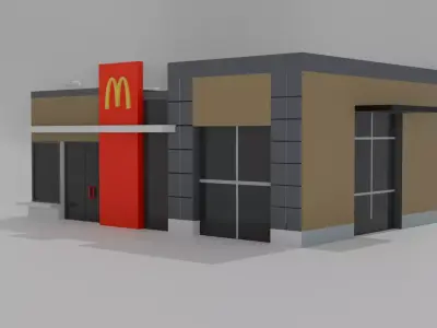 Low Poly Game Ready McDonald Building Free low-poly 3D model
