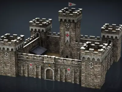 Medieval Fortress Low-poly 3D model