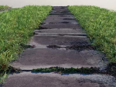 Tileable Photorealistic Sidewalks - 2-Pack B -- 16 bit height Low-poly 3D model