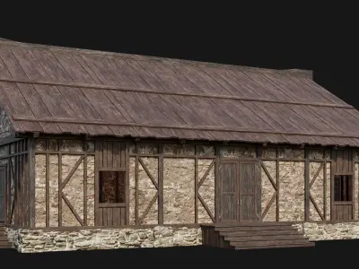 201-202-203-204 Old Medieval Houses Pack 4K Textures Low-poly 3D model