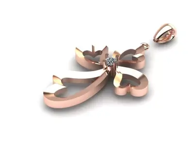 Pendant 3dm rose gold cross with diamond 3D model