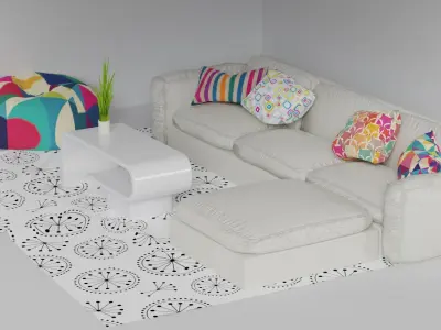 Living Room Low-poly 3D model