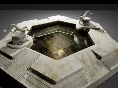 EB - Fishes fountain Low-poly 3D model