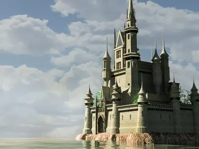 castle 3d floating in water 3D model