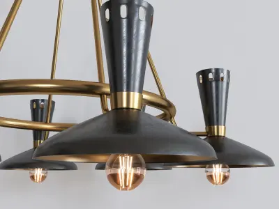 Vortex 6 Light Wagon Wheel Chandelier 3D model