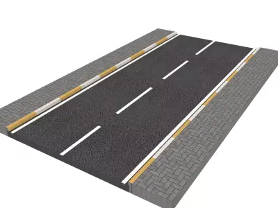 roadway asphalt road with stripe 3D model