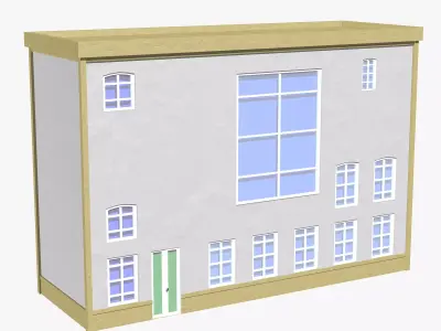 Building house with windows and doors 3D model