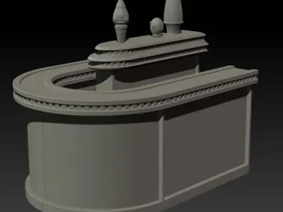 Cantina bar with table and chairs 3D print model