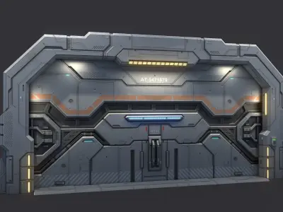 Sci-Fi Door Kit Vol 01-Type B-PBR Low-poly 3D model