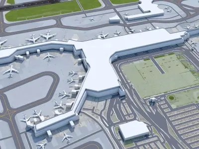 Montreal Pierre Elliott Trudeau Airport 10km Low-poly 3D model