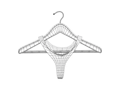 Wardrobe Hanger With Hanged Panties Low-poly 3D model