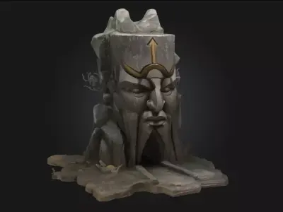 Stone Guardian Cave  Mystical Sanctuary of Ancient Secrets 3D model