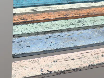 Planks colored Low-poly 3D model