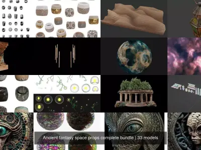 Ancient fantasy space props complete bundle 3D Model Pack