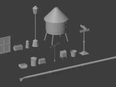 Street props Free low-poly 3D model purchase