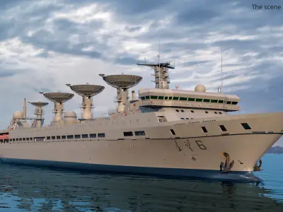  Yuan Wang Satellite Surveillance Vessel Blue Rigged 