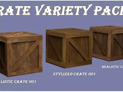 Wooden Crate Variety Pack Low-poly 3D model