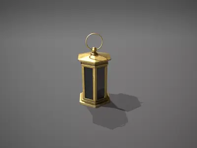 Gold Antique Lantern Low-poly 3D model