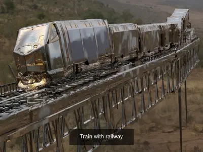 Train sci fi track collection 1 3D Model Pack
