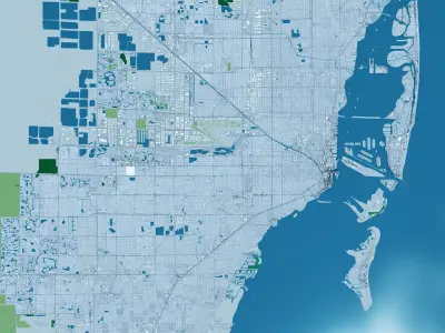 Miami with terrain 3D model