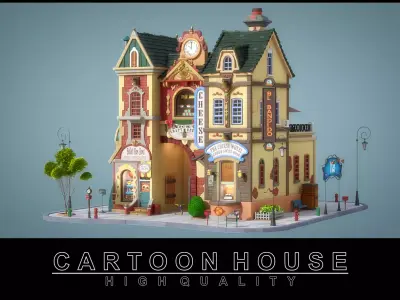 Cartoon House 07 3D model purchase