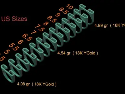 alphabet ring letter G 3D print model