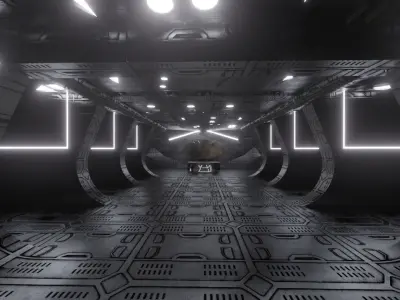 Sci fi VR gallery  Low-poly 3D model