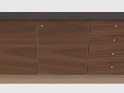 Cabinet 1 - Game Ready wooden with two drawers Low-poly 3D model