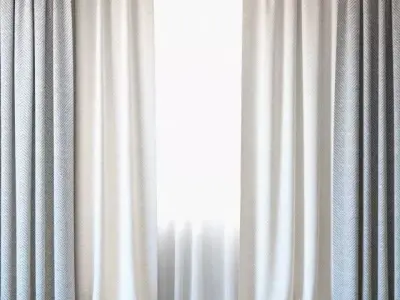 Curtains 32 Curtains with Tulle 3D model