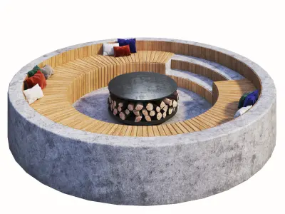 Outdoor roundseat Chair Low-poly 3D model