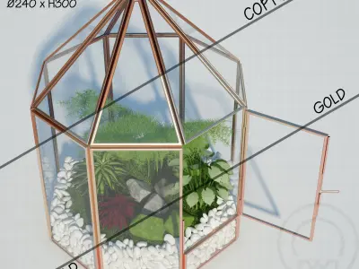 Glass tabletop gazebo Octagon Terrarium 3D model