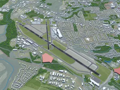 Burlington Airport 10km Low-poly 3D model