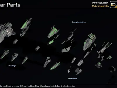 Pilgrim Class Battleship Low-poly 3D model