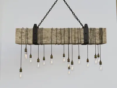 Wooden Light Chandelier 3D model