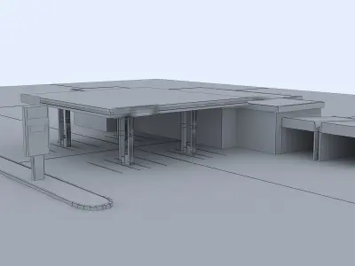 Low poly Gas Station Low-poly 3D model