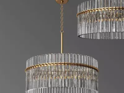 Casandra 4 light Brushed Brass Pendant Crystal Chandelier 3D model