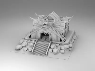 Viking house on the hill 3D print model