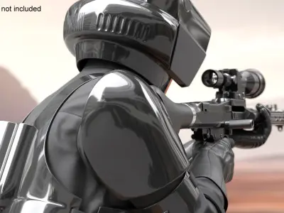  Star Wars Black Scout Trooper Kneeling Aim 