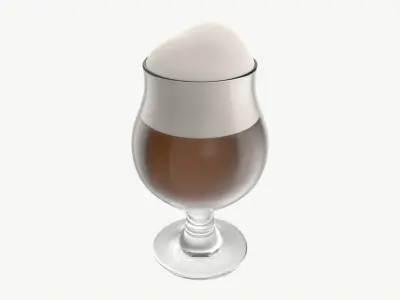 Beer glass with foam 07 3D model
