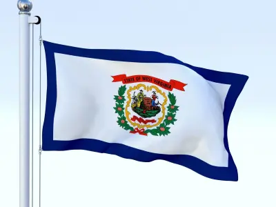 Animated West Virginia Flag Low-poly 3D model