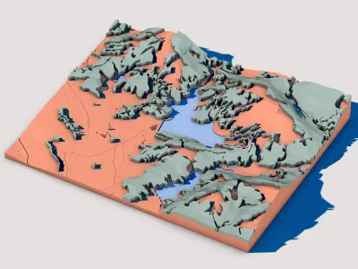 Low Poly Nature Landscape Diorama 3D model