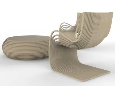 Pipo chair and Cheese table 3D model