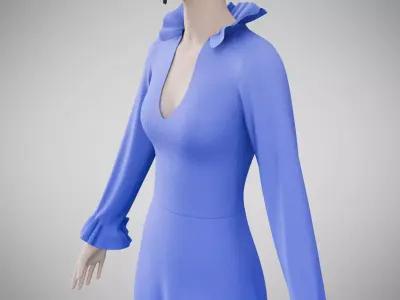 Dress 29 Very Light Blue Low-poly 3D model