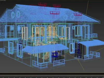 Villa Model two story house with roof 3D model