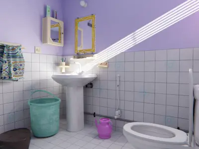 Bathroom with toilet and sink 3D model