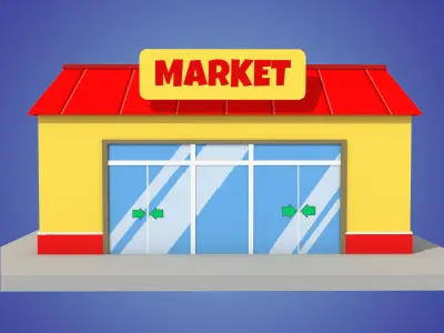 market cartoon low poly Low-poly 3D model